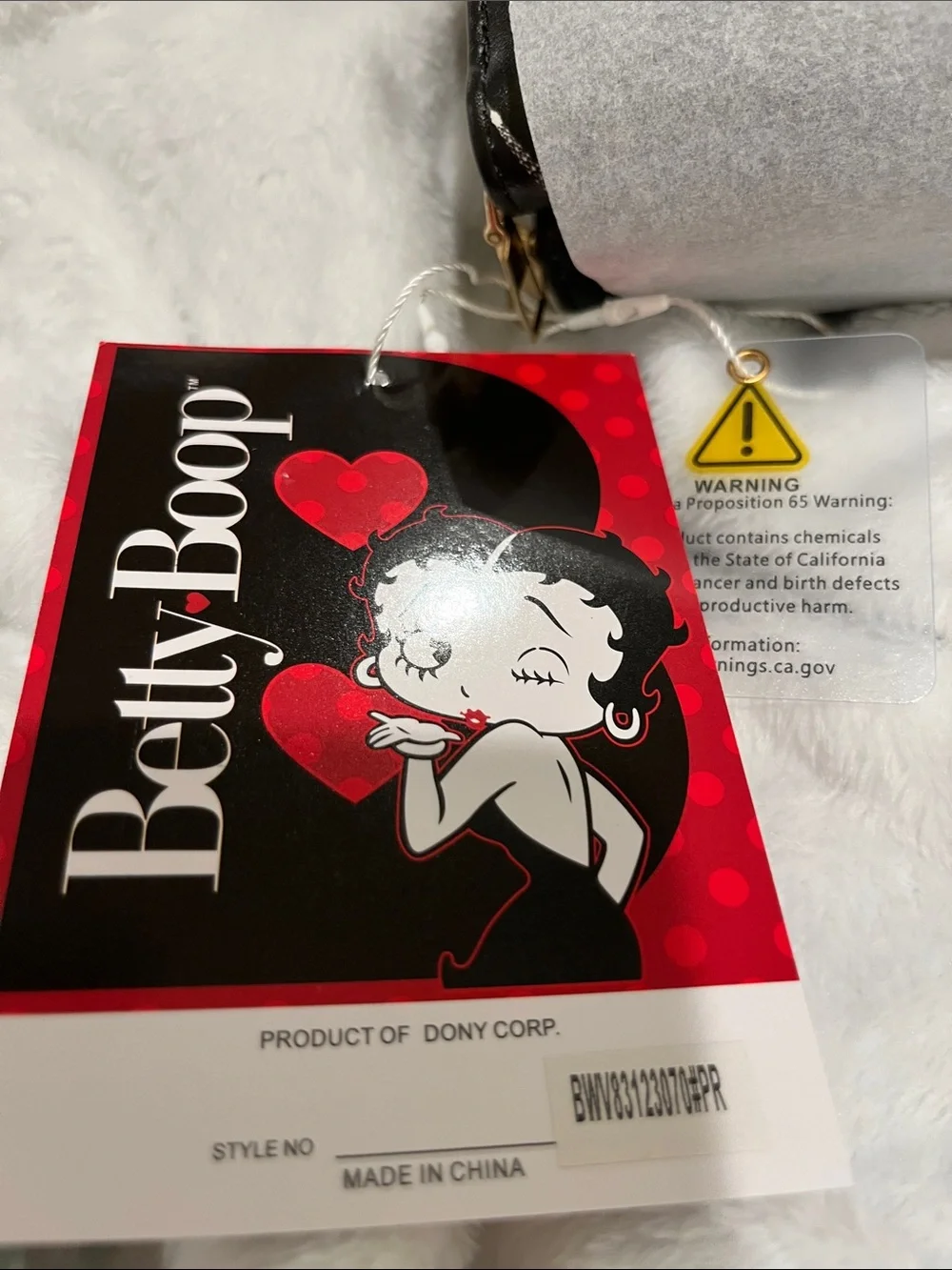 Betty Boop Black Phone Wallet Case with Pink Eiffel Tower Graphic